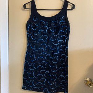 Vintage Blue Swirly Cocktail Dress